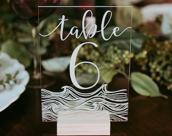 Acrylic Wedding Signs - Acrylic Table Numbers - Nautical Wedding Centerpieces - Beach Wedding Table Decorations - Clear Acrylic Table Pieces