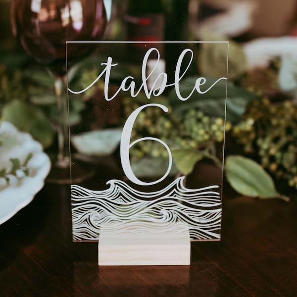 Acrylic Wedding Signs - Acrylic Table Numbers - Nautical Wedding Centerpieces - Beach Wedding Table Decorations - Clear Acrylic Table Pieces