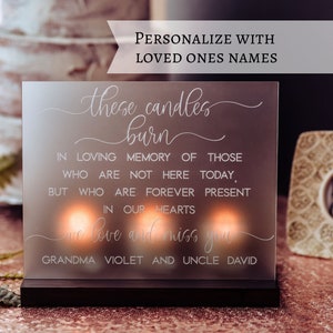 Wedding Memorial, In Loving Memory Wedding Sign, Wedding Memorial Sign, Acrylic Wedding Sign, Memorial Candle, Remembering Loved Ones