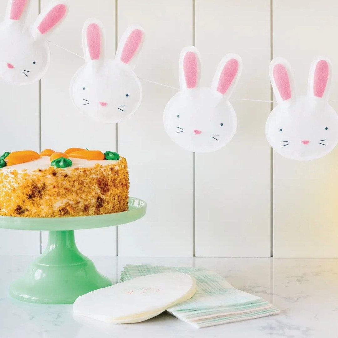 Puffy Felt Bunny Banner, Easter Garland, Bunny Garland, Spring Banner ...