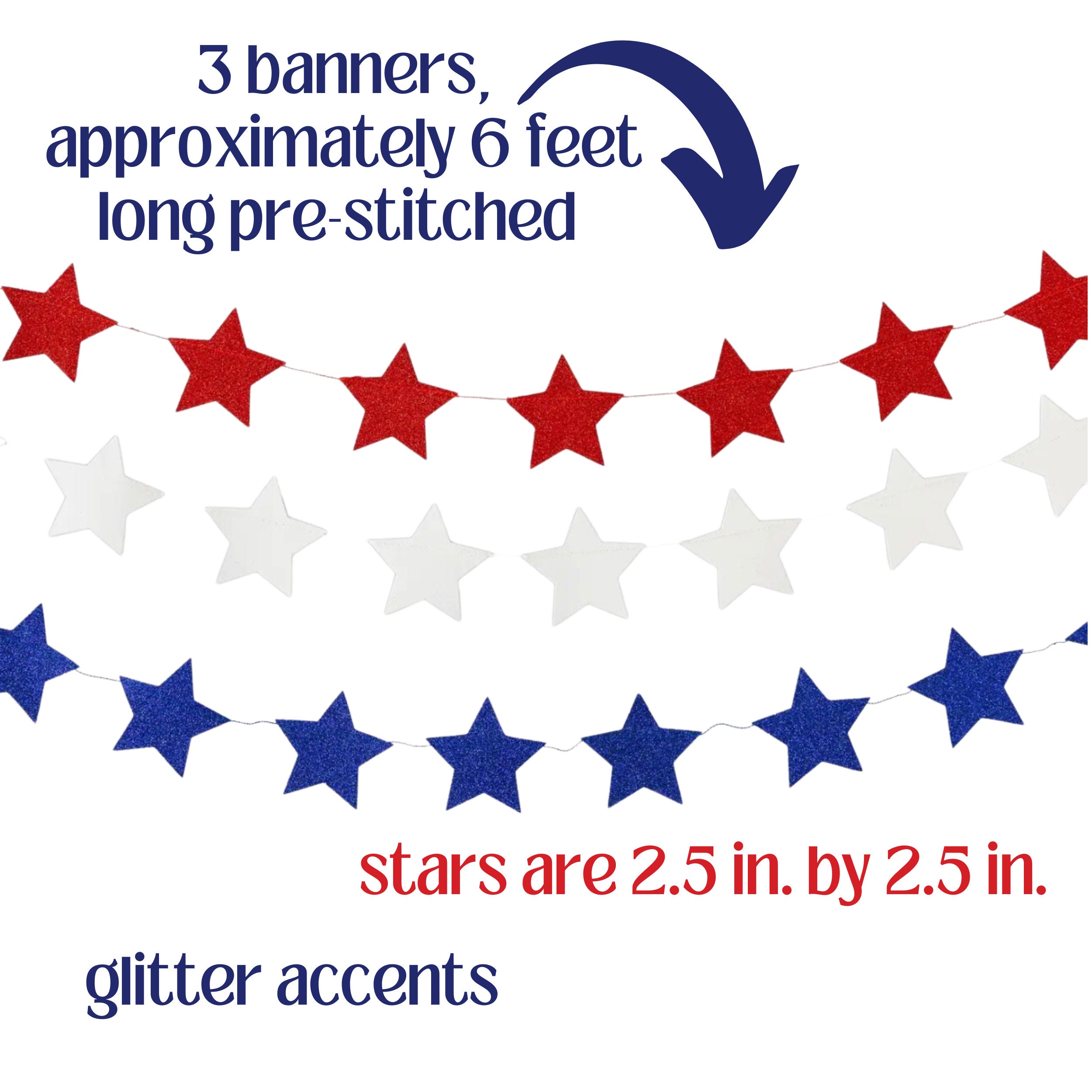 Red White And Two Birthday Banner - 4th Of July Patriotic Party Decorations With Glitter