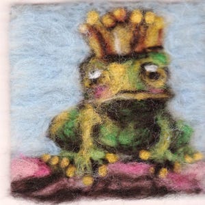 Carte de voeux Prince grenouille feutrée à l'aiguille Cadeau original vierge Cadeau pour la Saint-Valentin fait main