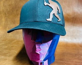 Bigfoot Beer Leather Patch Trucker Hat – Handmade Sasquatch Drinking Cap
