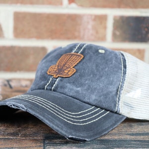 Disc Golf hat, Frisbee Golf hat for dad, Fathers day gift, Distressed trucker hat, Custom leather patch hat, Gift for disc golf