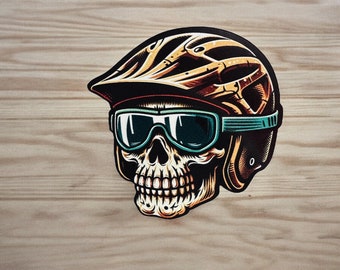 Sugar Skull Mountain Bike Sticker: Biker Helmet Decal