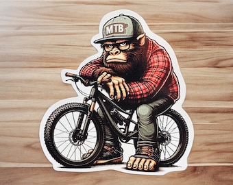 Bigfoot Mountain Bike Sticker: Funny Biking Decal