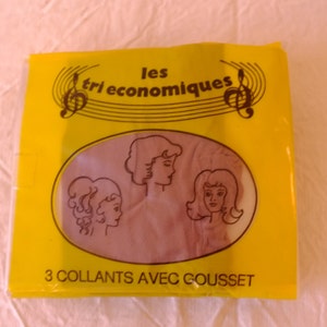 Collants femme seventies, bas nylon vintage, collants femmede la marque Les Tri Economiques, cadeau femme, cadeau fête des mères image 1