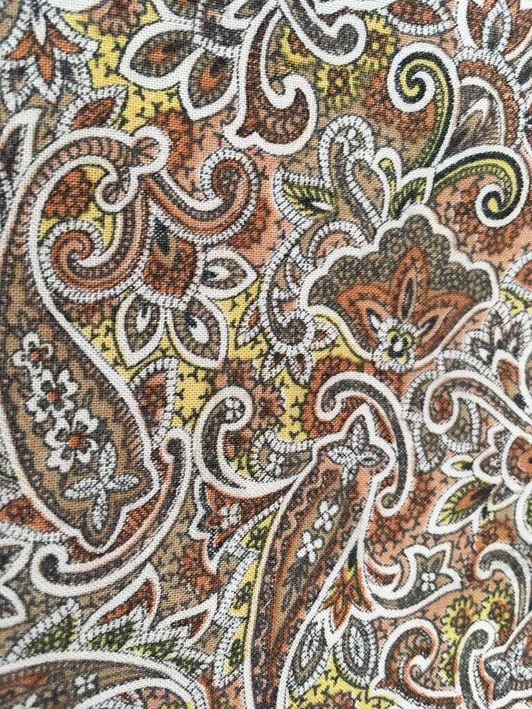 Coupon De Tissu Vintage Coton - Motif Verdure, 90 X 380 Cm