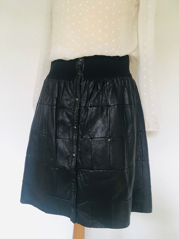 Vintage leather skirt, black leather skirt