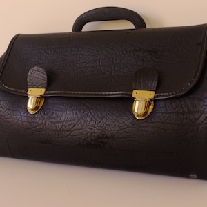 Sac noir vintage, sacoche transformable, cartable vintage, sac skai, cadeau homme