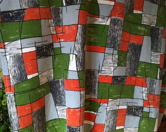 Fabric vintage 1950s, fifties, curtain, tablecloth, fabric coupon, st Patrick's day gift