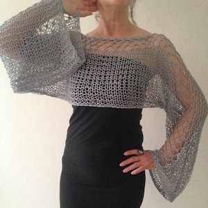 Cropped sweater cropped grey sweater cropped top cropped summer top light weight top loose knit wrap boho crop top crochet sweater top