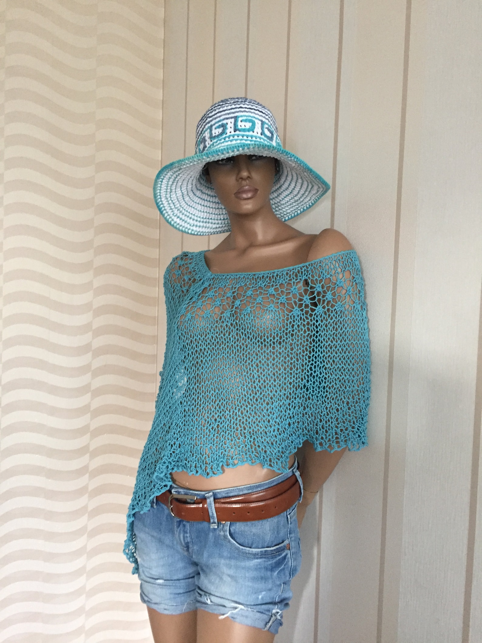 Dress Cover Up Knit Summer Poncho Women Knitwear Loose Knit Etsy
