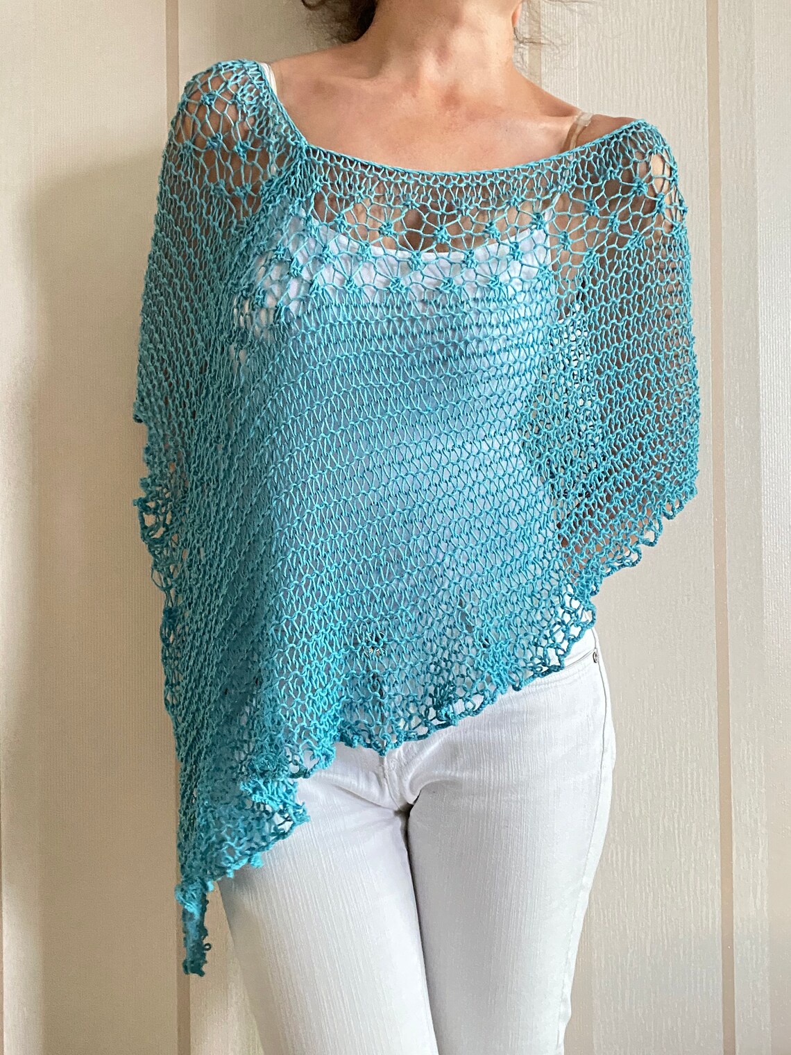 Dress Cover Up Knit Summer Poncho Women Knitwear Loose Knit Etsy