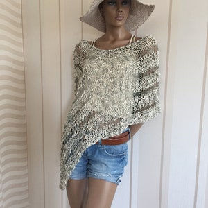 Vegan Knit poncho, nature friendly top,women poncho