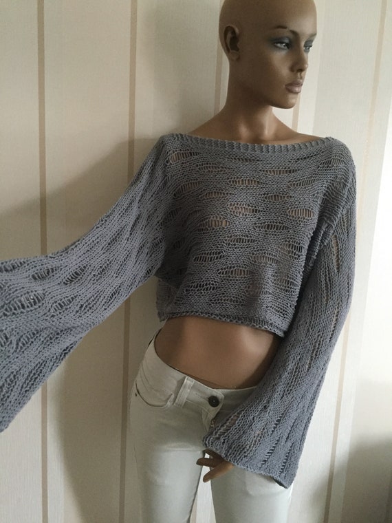 Grey crop hotsell top sweater