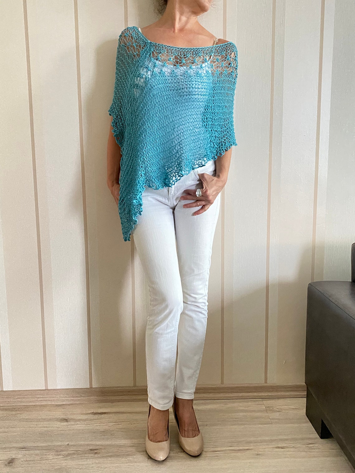 Dress Cover Up Knit Summer Poncho Women Knitwear Loose Knit Etsy