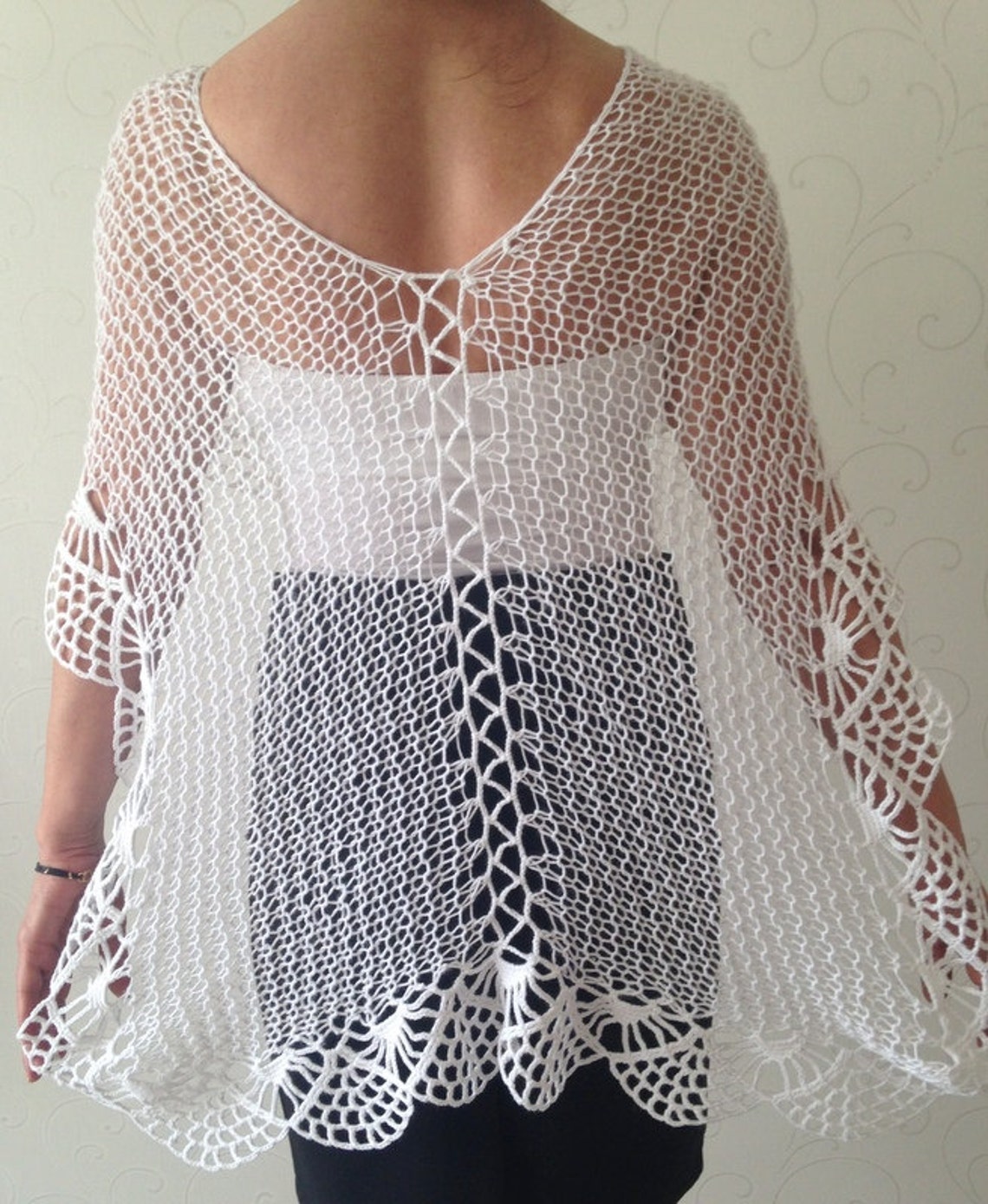 White Bridal Shawl Wedding Poncho shawl Cape Bolero - Etsy