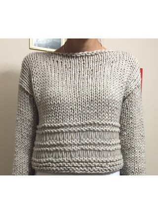 Coprispalle Stile Destrutturato Maison Blanche Maglione Corto Unisex - Lavorato A Maglia Oversize Con Maniche Lunghe Maglione Spalle Scoperte