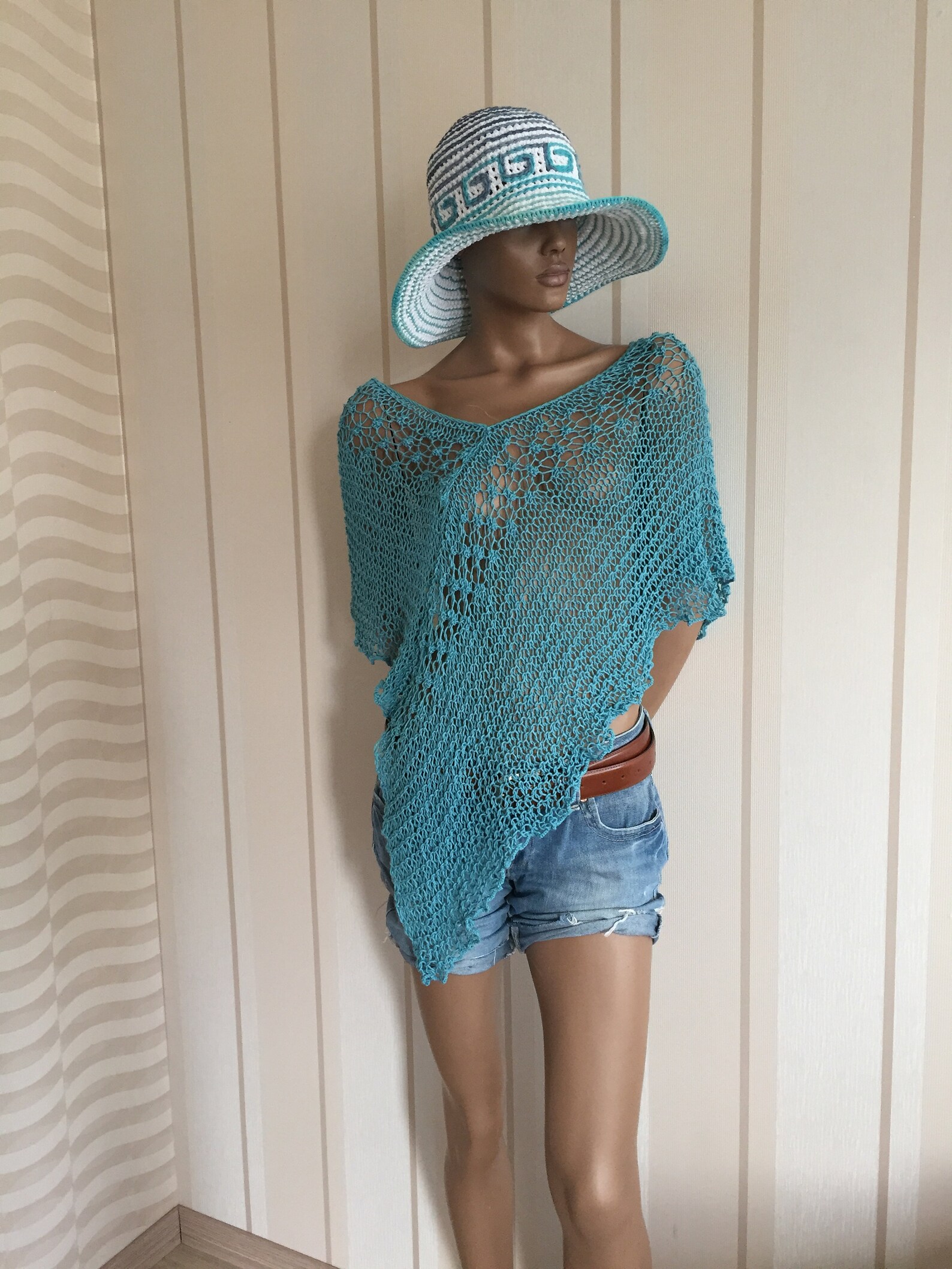 Dress Cover Up Knit Summer Poncho Women Knitwear Loose Knit Etsy