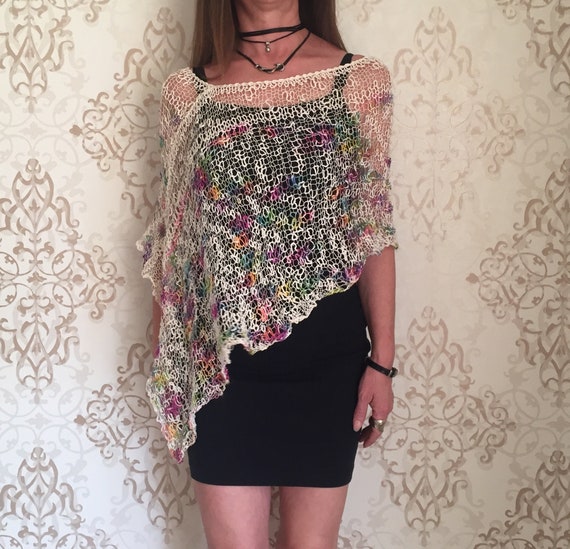 Linen summer poncho Multicolor summer shawl Linen womens wear Womens top Summer top Bikini cover up Linen top Boho womens wear Linen summer poncho Multicolor summer shawl Linen womens wear Womens top Summer top Bikini cover up Linen top Boho womens wear