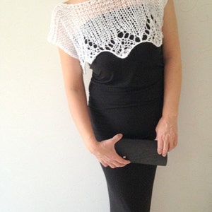Cropped summer top, cropped topn, white sweater top, boho top, womens wear, knit white top, white shrug, white cropped sweater, party top