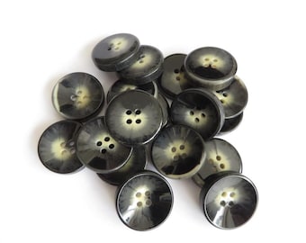 20 pcs 40L Quality mock horn Buttons black with green colour tinge 25mm
