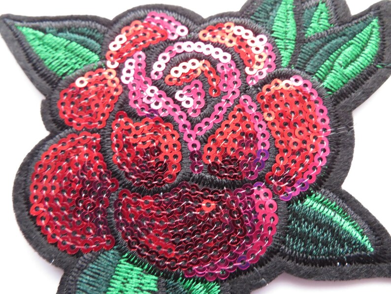 3 pieces of a sequin embroidery rose flower applique patch Etsy