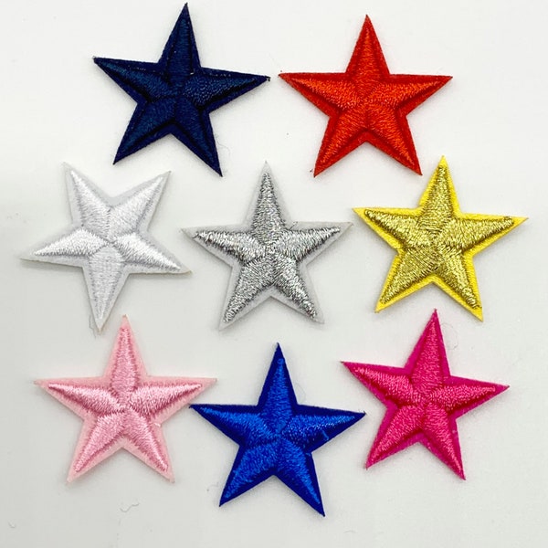 Embroidered 2.5cm stars 10 pieces IRON-ON patch applique badge many colours from UK
