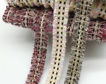 Metallic Gold Boucle Frayed Edge Trimming, 2.5cm