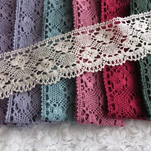 Cotton lace edge trimming, 8cm width, choice of colours, nice weight, soft texture, sold by the metre