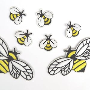 Embroidered bees 5 small or 3 pieces large. These are IRON-ON appliques