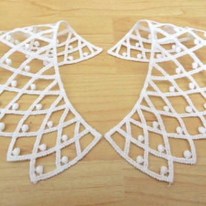 Vintage style small guipure embroidery lace collars matt cotton white