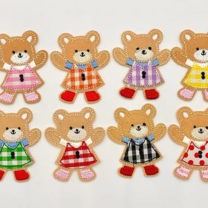 A Set of 8 Embroidered Teddy Bears, 6cm patch applique badges