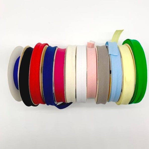 5mts Plain Bias Binding Tape Huge Choice of Colours 18mm width cotton base