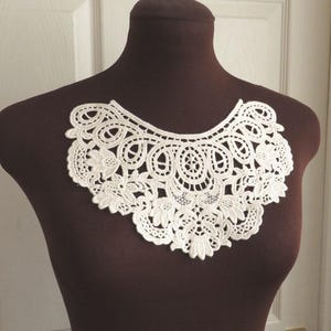 Cotton Guipure Lace Applique - Beige or Off-White Collar (2 Pieces)