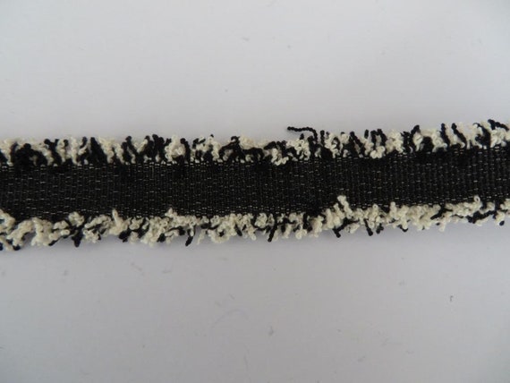 Lace Fringe black and off white double edge trimming black or gold base 2mts