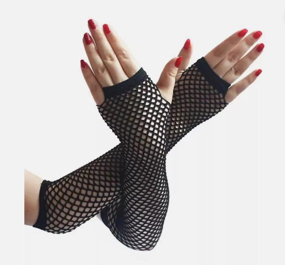 Fischnetz-Handschuhe Fingerlos, Schwarz – Für Braut, Kostümparty, Tanz, Vintage-Look