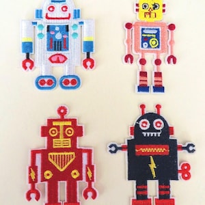Gestickte Roboter zum Aufbügeln Applikation Abzeichen ab 3 Stück oder je 1 Stück