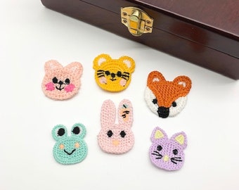 Embroidered Crocheted Animals, 3 pieces or whole set  3-4cm patch applique badge