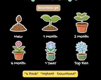 Magical Plant Sub Badges, Flower Evolution Twitch Badge, Crystal Flower Bit Badge, Cozy Garden Streamer Asset, Nature Icon, Fantasy Badge