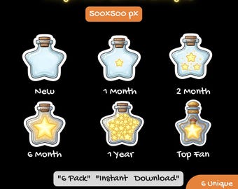 Magic Star Bottle Sub Badges, Potion Evolution Twitch Badges