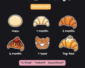 Cute Croissant Sub Badges, Bakery Twitch Badge, Bread Evolution Bit Badge, Cozy Streamer Asset, Pastry Icon, Youtube Membership,