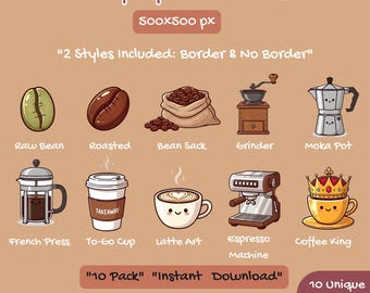 Coffee Evolution Twitch Sub Badges, Cozy Barista Theme (10 Pack)