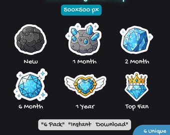 Diamond Evolution Sub Badges, Mining Journey Twitch Badges (PNG)