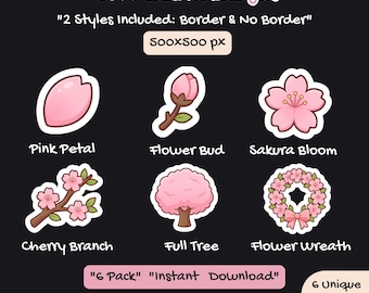 Sakura Twitch Sub Badges, Cherry Blossom Bit Badge, Cute Pink Flower Icon, Spring Streamer Asset, Floral Evolution, Pastel Aesthetic, 6 Pack