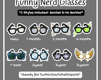 Funny Nerd Glasses Progression Pack | 8-Stage Twitch Discord Icons
