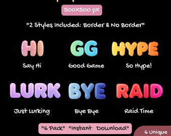 Pastel Jelly Bubble Text Emotes, Twitch Stream Assets (Digital Download)