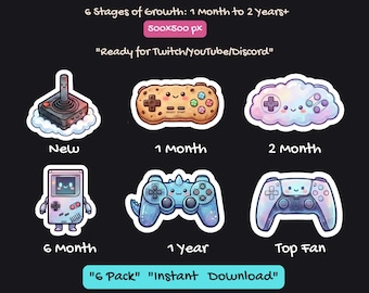 Kawaii Gaming Controller Twitch Sub Badges, Streamer Emotes (Digital PNG)