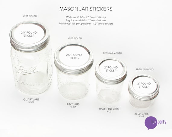 Mason Jar Labels, Mason Jar Stickers, Mason Jar Lid Labels, Mason